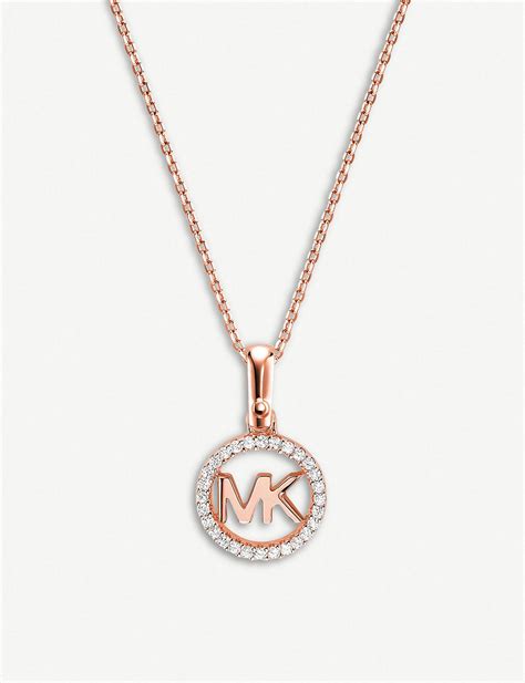 michael kors kette mkj5876791|Michael Kors Jewellery Ladies' Rose Gold Plated Logo Necklace .